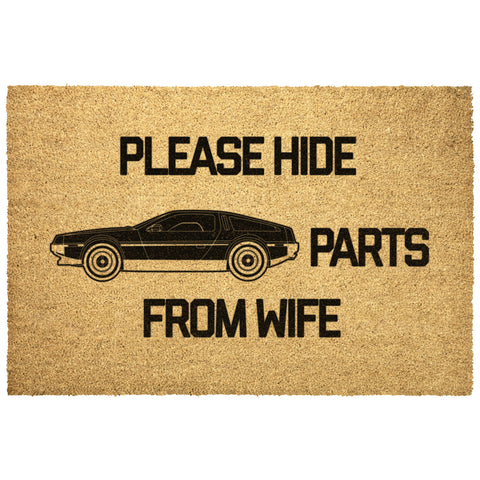 Please Hide DeLorean Parts From Wife - Silhouette - Outdoor Mat