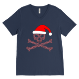 Christmas - Candy Cane Skull and Crossbones V-Neck Shirt